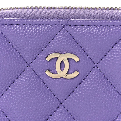 Chanel Caviar Quilted Zip Around Coin Purse Wallet Purple 9 of 10
