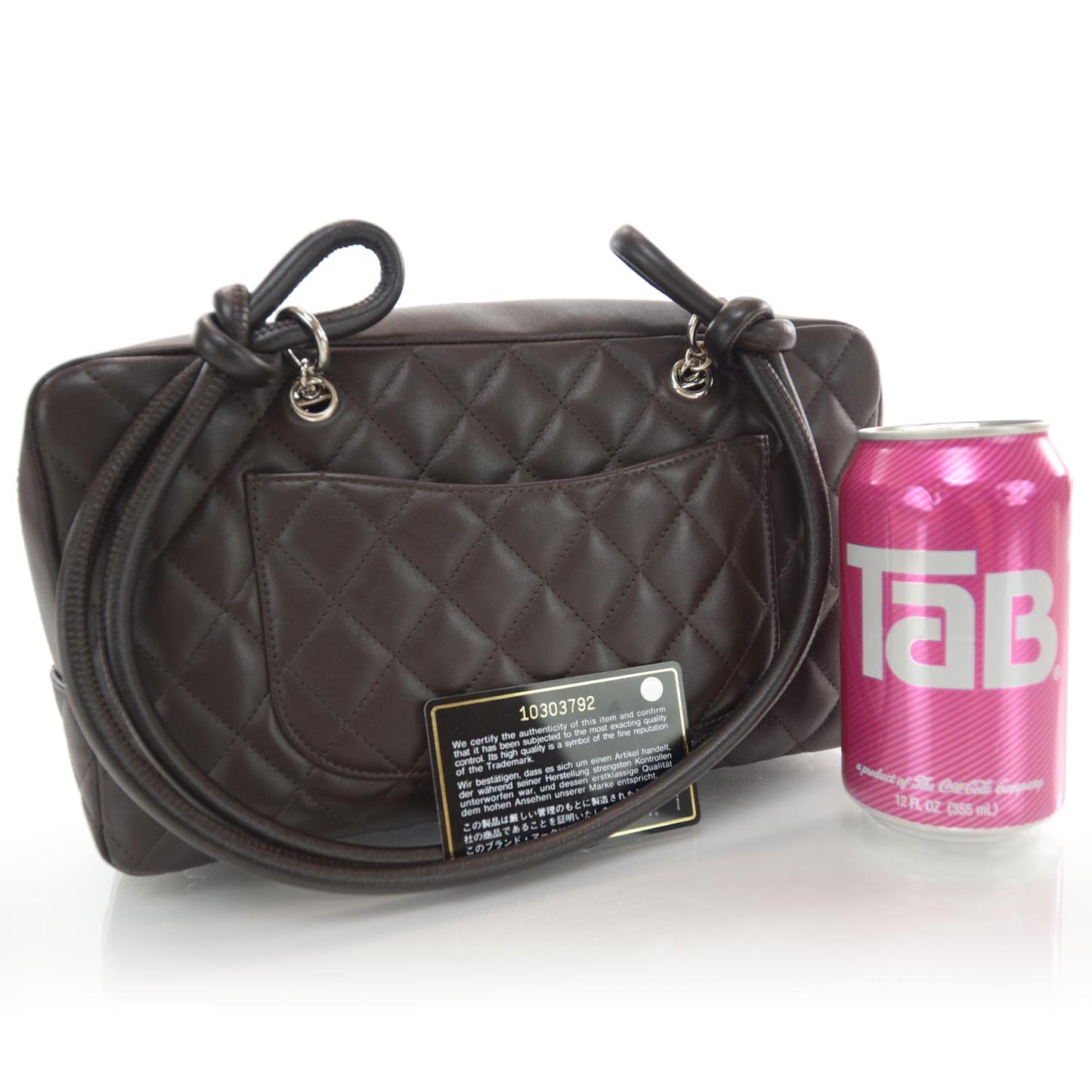Calfskin Quilted Large Cambon Bowler Dark Brown