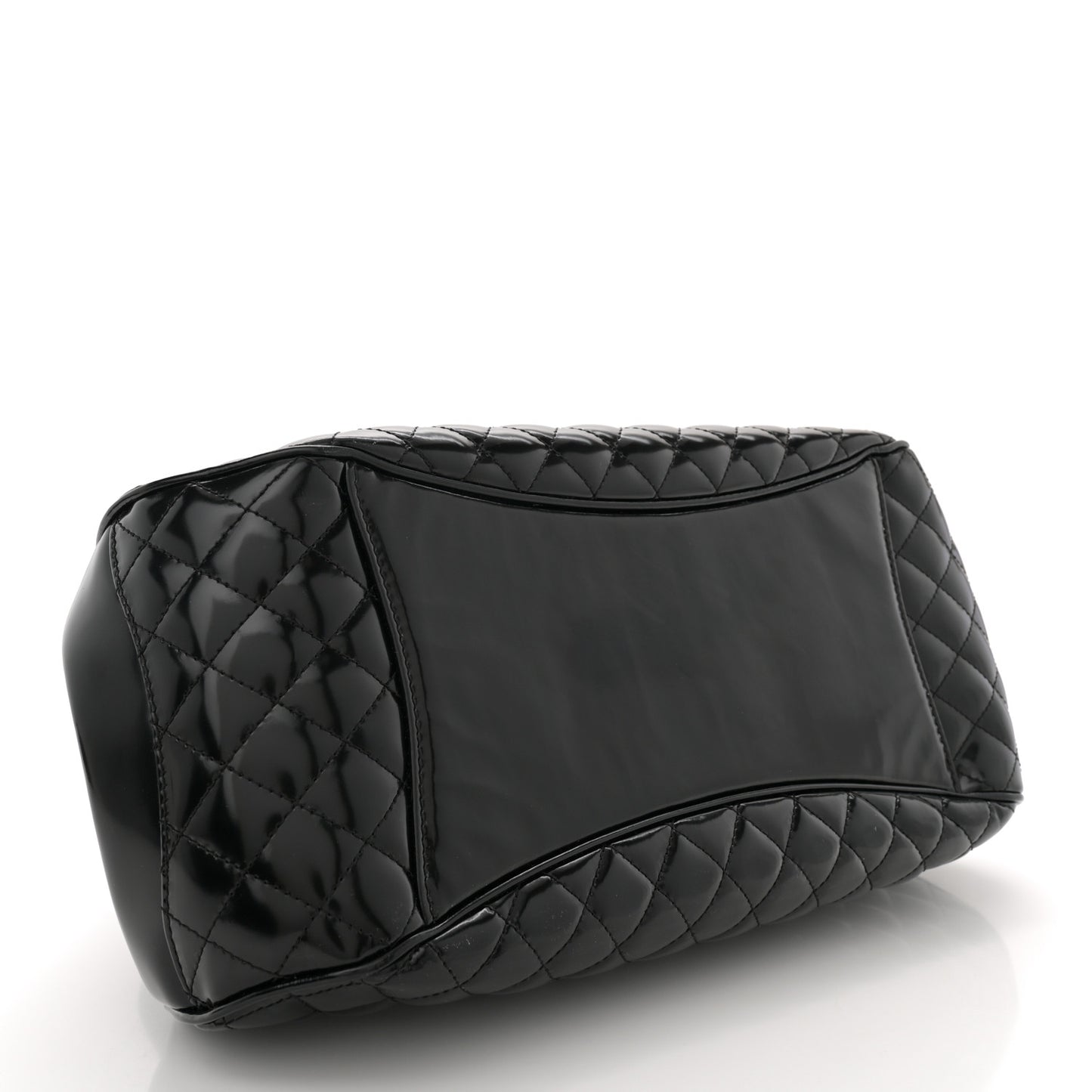 Glazed Calfskin Quilted Small Mademoiselle Frame Bag Black