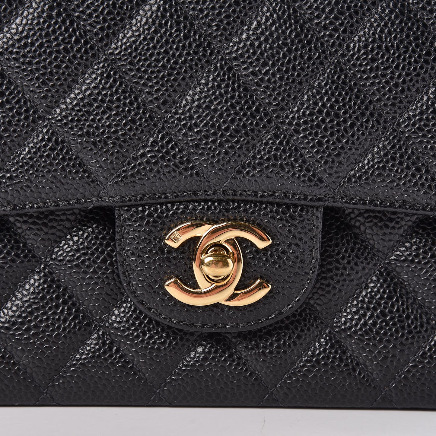 Caviar Quilted Medium Double Flap Black