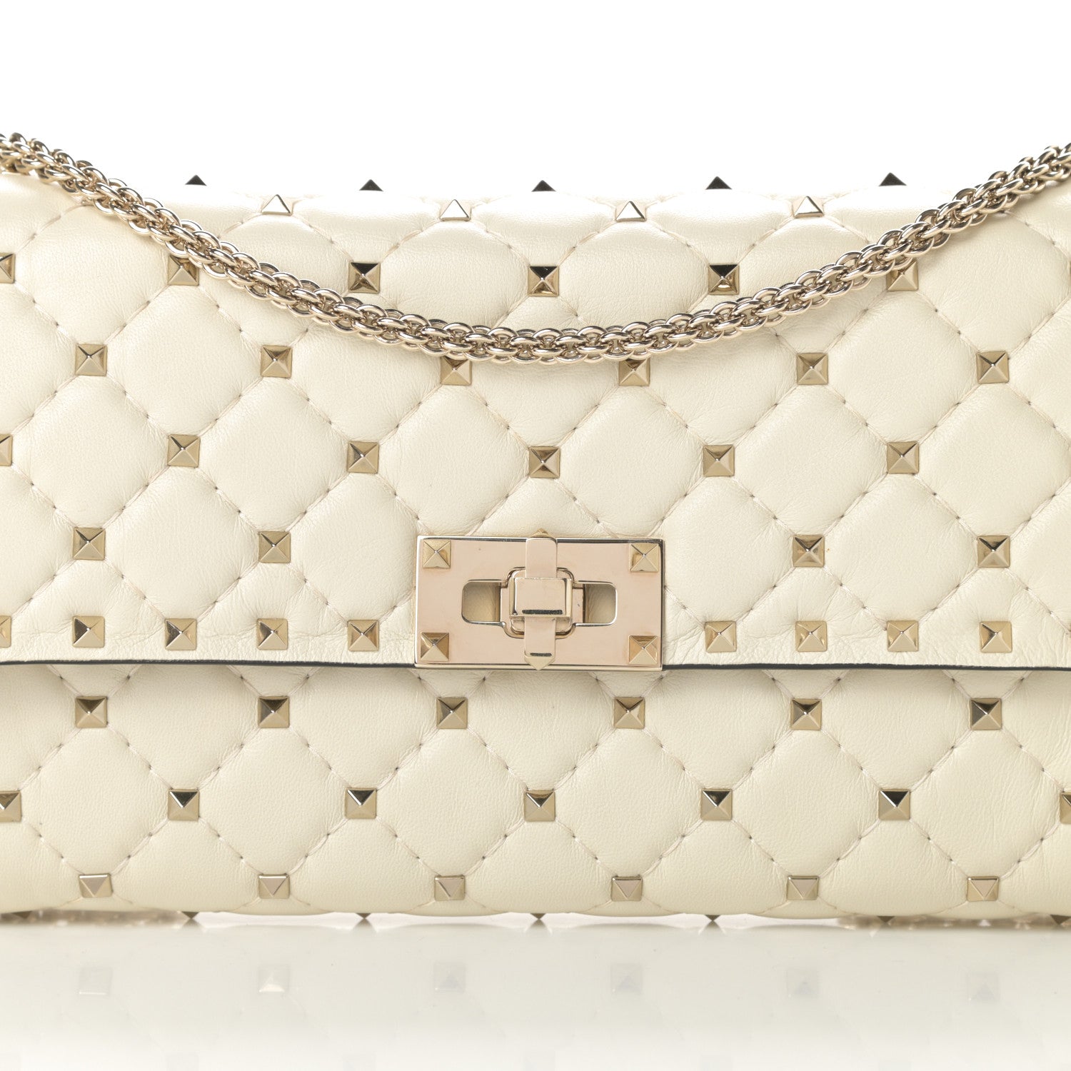 Valentino Garavani Nappa Rockstud Spike Wallet on Chain Light Ivory 7 of 10