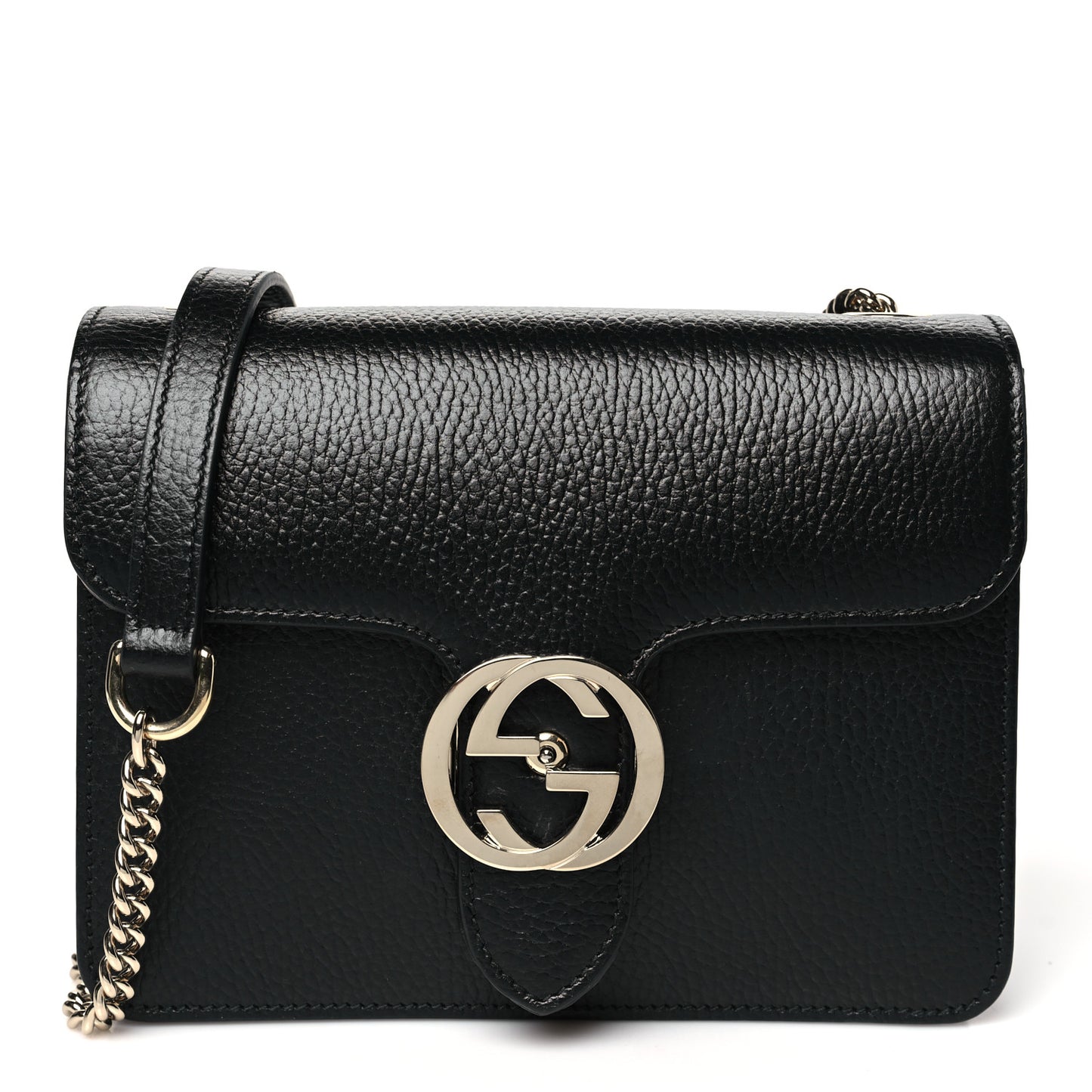 Dollar Calfskin Small Interlocking G Shoulder Bag Black