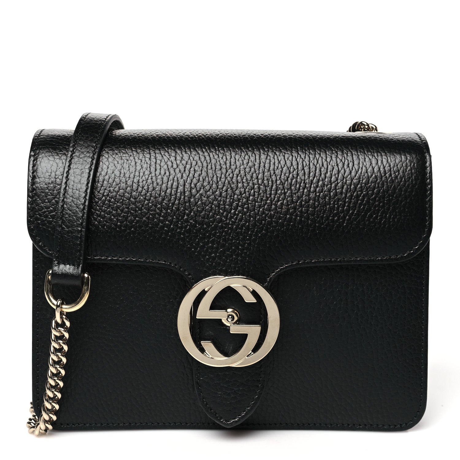 Gucci Dollar Calfskin Small Interlocking G Shoulder Bag Black 1 of 10