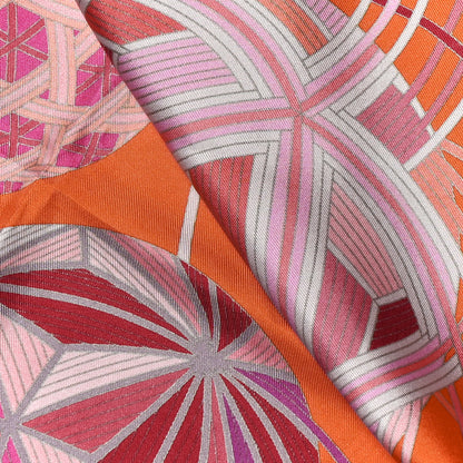 Hermes Silk L'Art Du Temari Scarf 90 Rose Vif Orange Prune 3 of 6