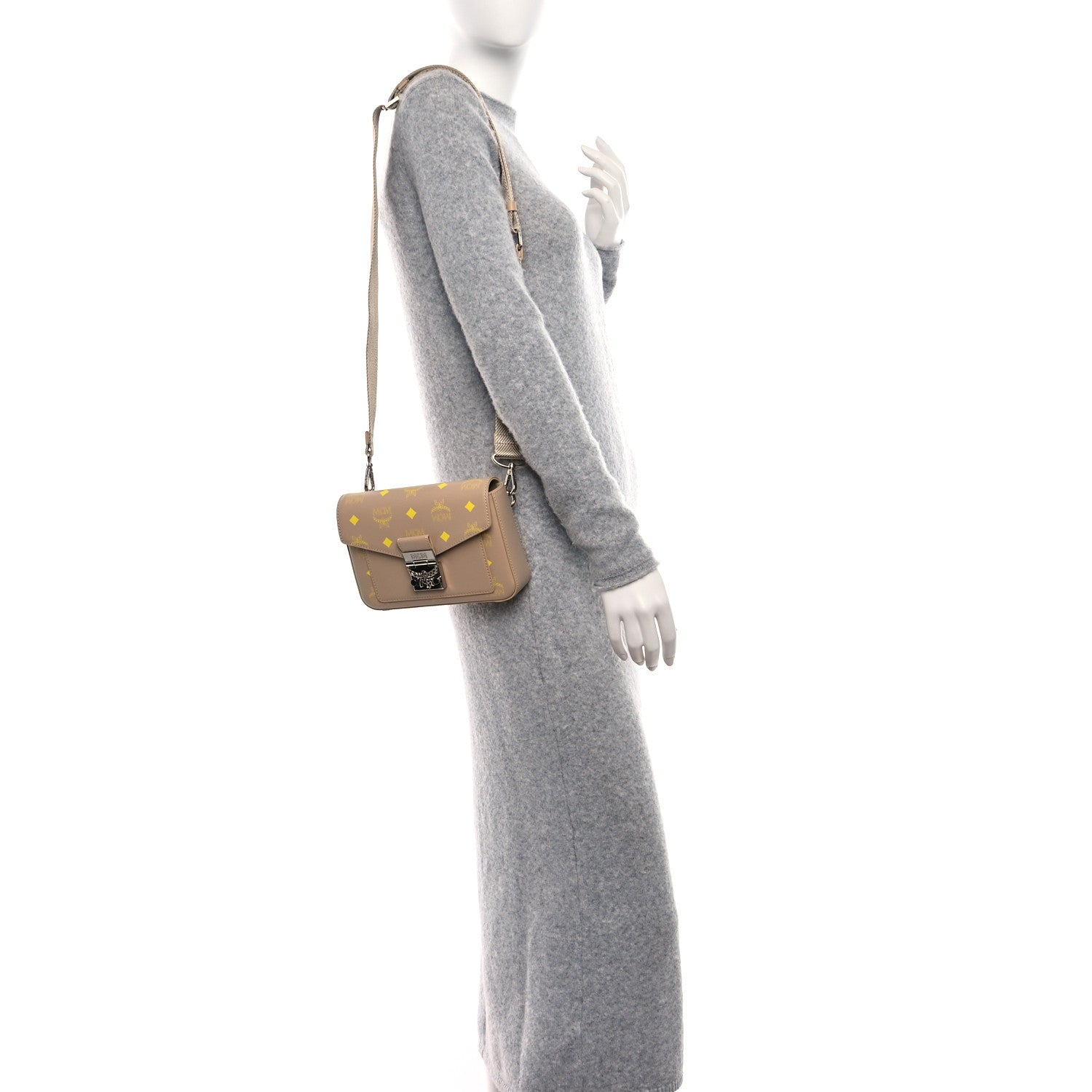 MCM Calfskin Color Splash Logo Crossbody Small Croissant 2 of 11