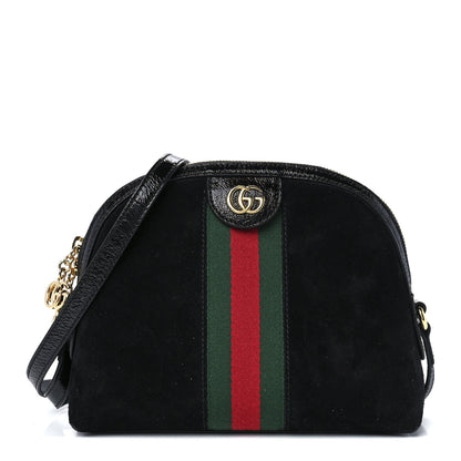 Gucci Suede Patent Web GG Small Ophidia Dome Shoulder Bag Black 1 of 12