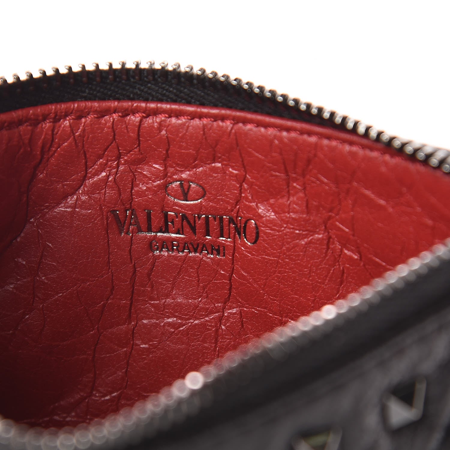 Valentino Garavani Craquele Nappa Rockstud Spike Key Pouch Black 6 of 7