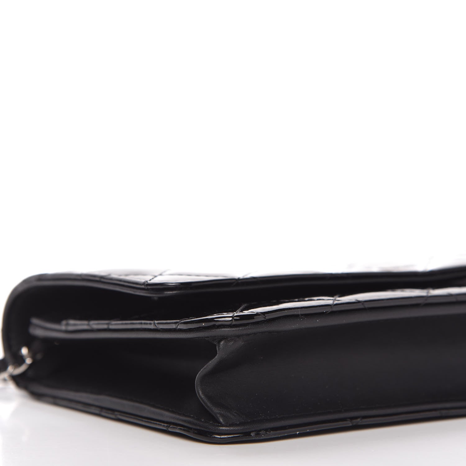 Chanel Patent Quilted Wallet On Chain WOC Black 6 of 12