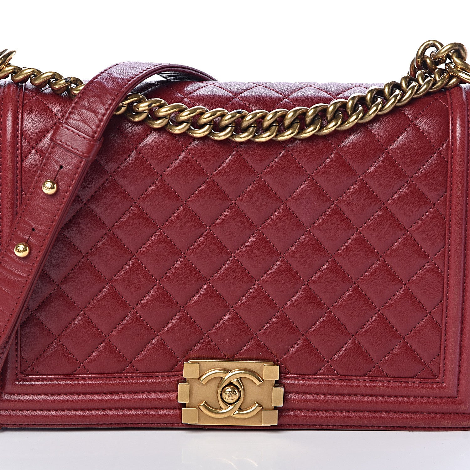 Chanel Lambskin Quilted New Medium Boy Flap Dark Red 9 of 12