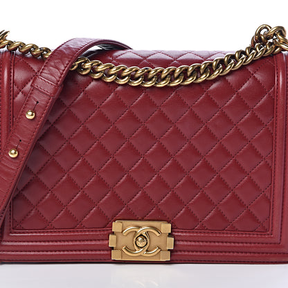 Chanel Lambskin Quilted New Medium Boy Flap Dark Red 9 of 12