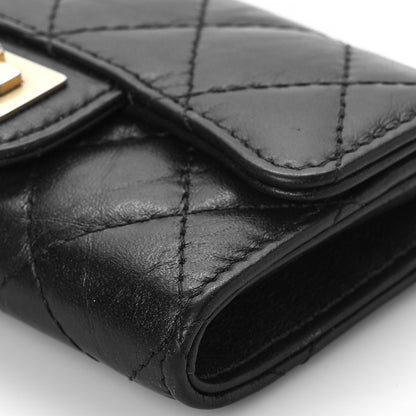 Chanel Aged Calfskin Quilted Reissue Flap Card Holder Black 10 of 12