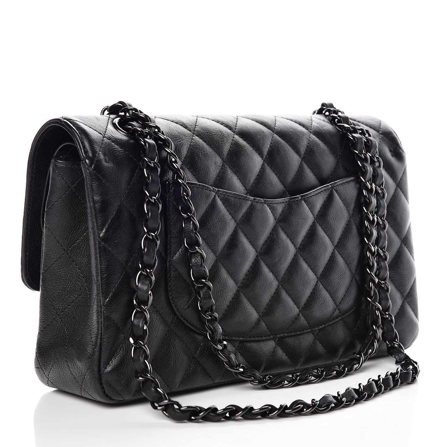 Chanel Crumpled Calfskin Quilted Medium Double Flap So Black 3 of 10