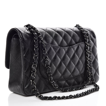 Chanel Crumpled Calfskin Quilted Medium Double Flap So Black 3 of 10