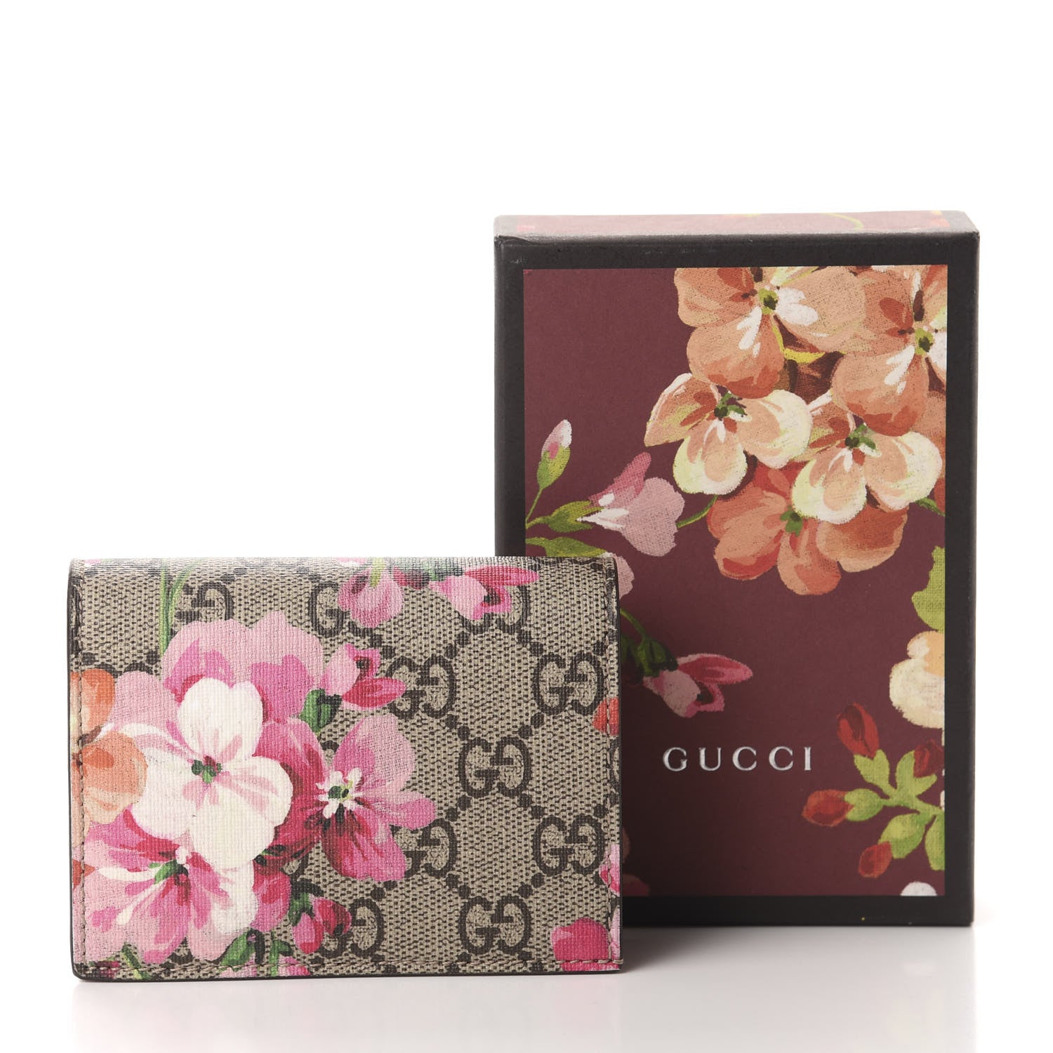 Gucci GG Supreme Monogram Blooms Card Case Beige Multicolor Dry Rose 8 of 8