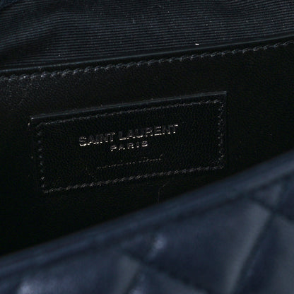 Saint Laurent Sheepskin Tri-Quilt Monogram Medium Soft Envelope Bag Deep Marine 6 of 10