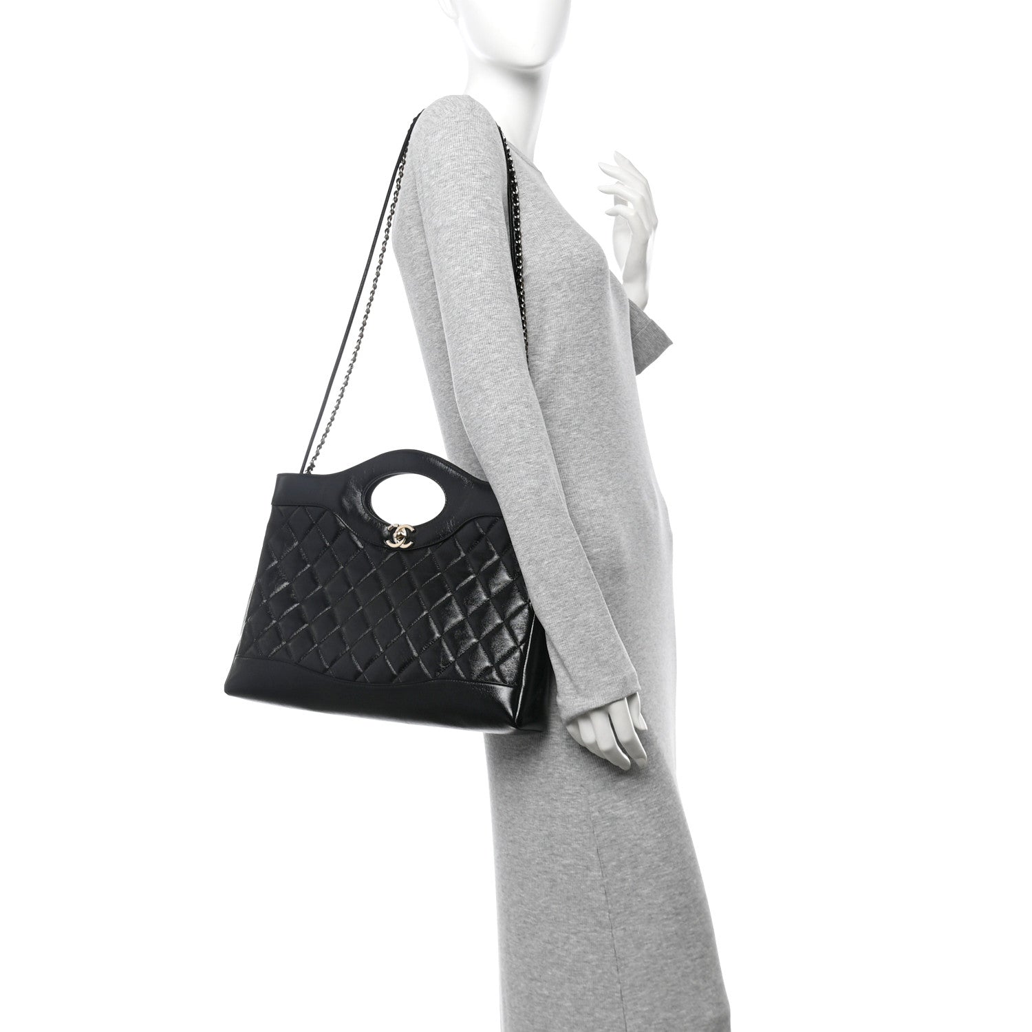 Chanel Shiny Lambskin Quilted 31 Shopping Bag Black 2 of 10