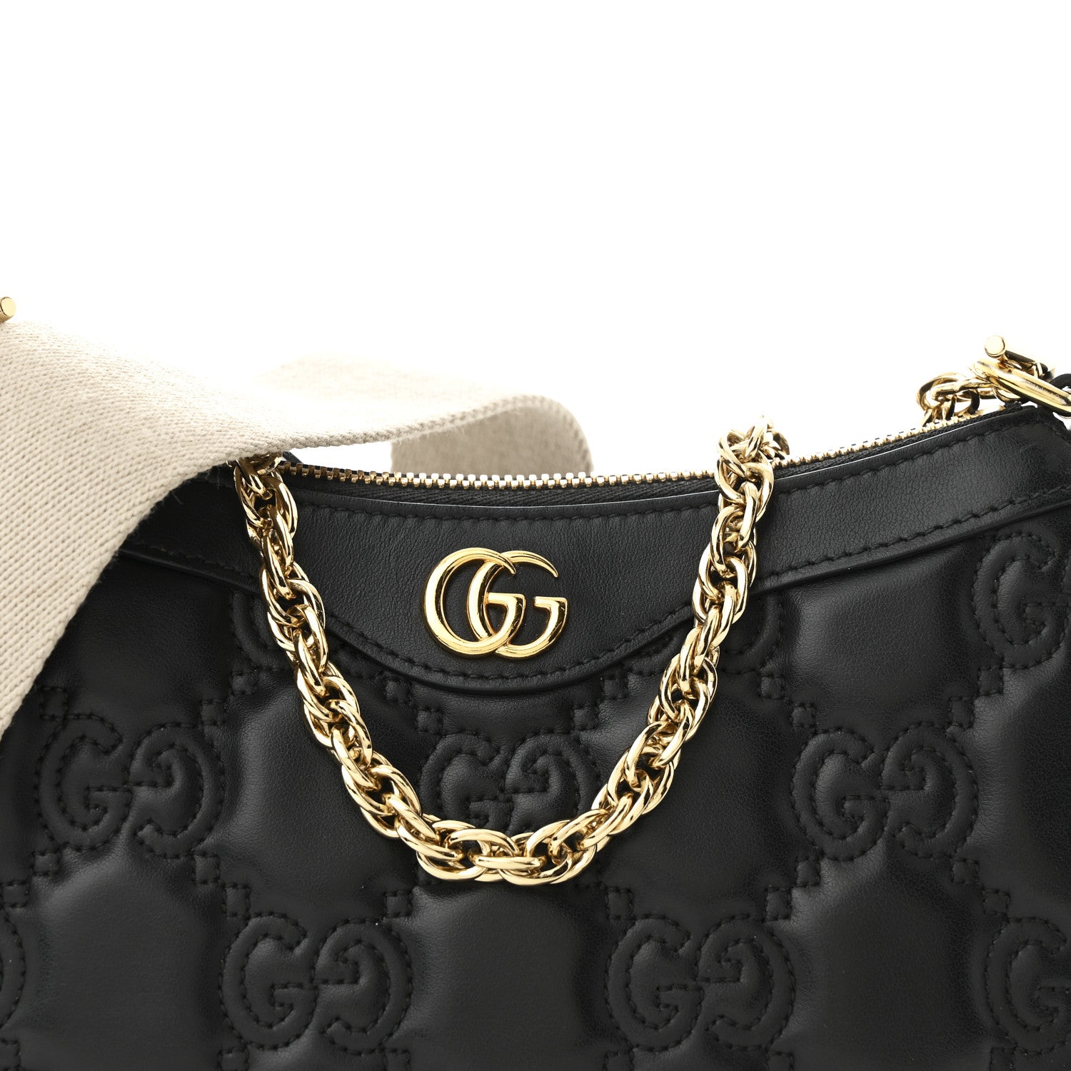 Gucci Calfskin GG Matelasse Chain Handbag Black Natural 8 of 10