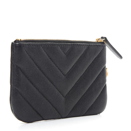Chanel Caviar Chevron Quilted Small Ancient Greek Charms Cosmetic Case Black 3 of 7