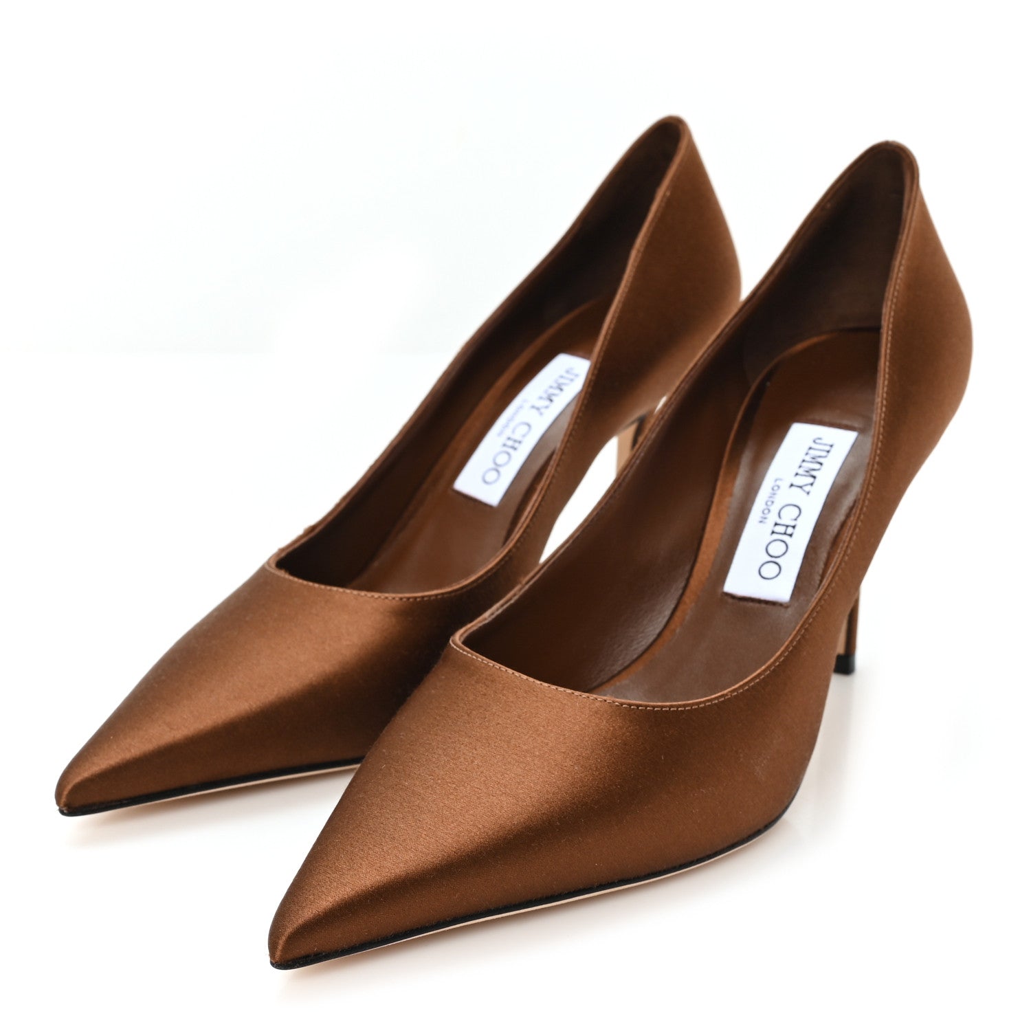 Jimmy Choo Satin Love 85 Pumps 38 Bronze 1915850 – FASHIONPHILE