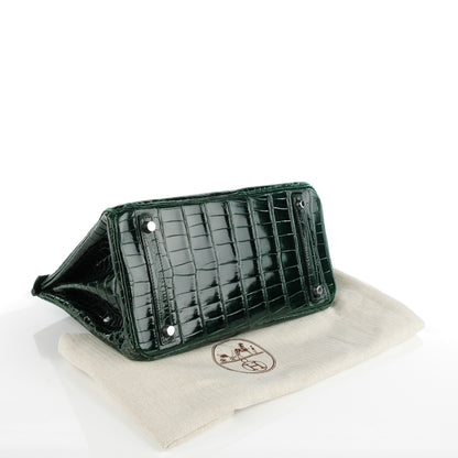 Hermes Shiny Porosus Crocodile Birkin 30 Vert Fonce 7 of 20