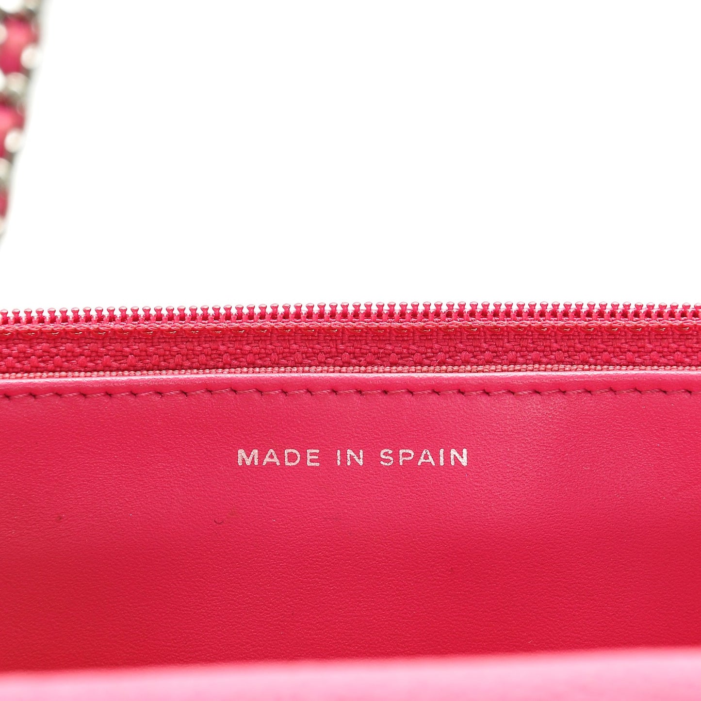 Iridescent Caviar Quilted Wallet on Chain WOC Pink