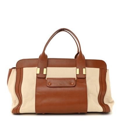 Chloe Calfskin Large Alice Satchel Husky White Tan 1 of 15
