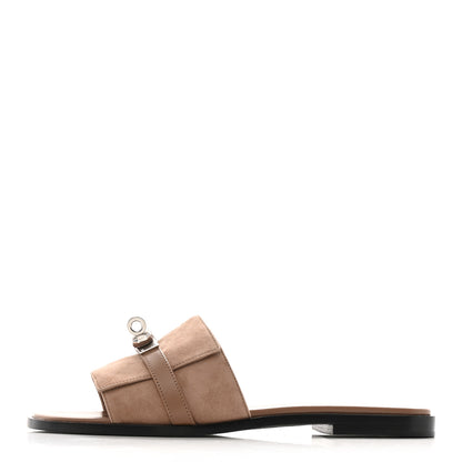 Hermes Suede Goatskin Giulia Sandals 38 Rose Perle 1 of 10