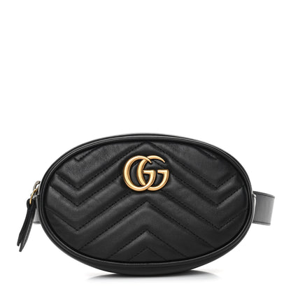 Gucci Calfskin Matelasse GG Marmont Belt Bag 85 34 Black 2 of 8