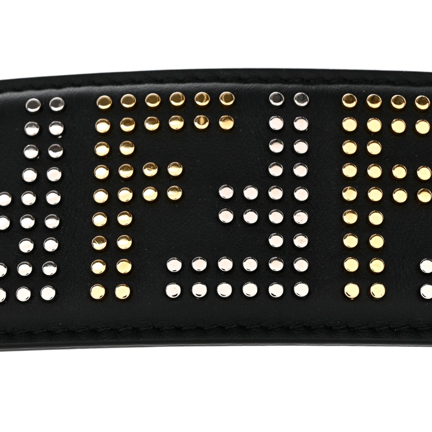 Calfskin F is Fendi FF Studded Strap Black