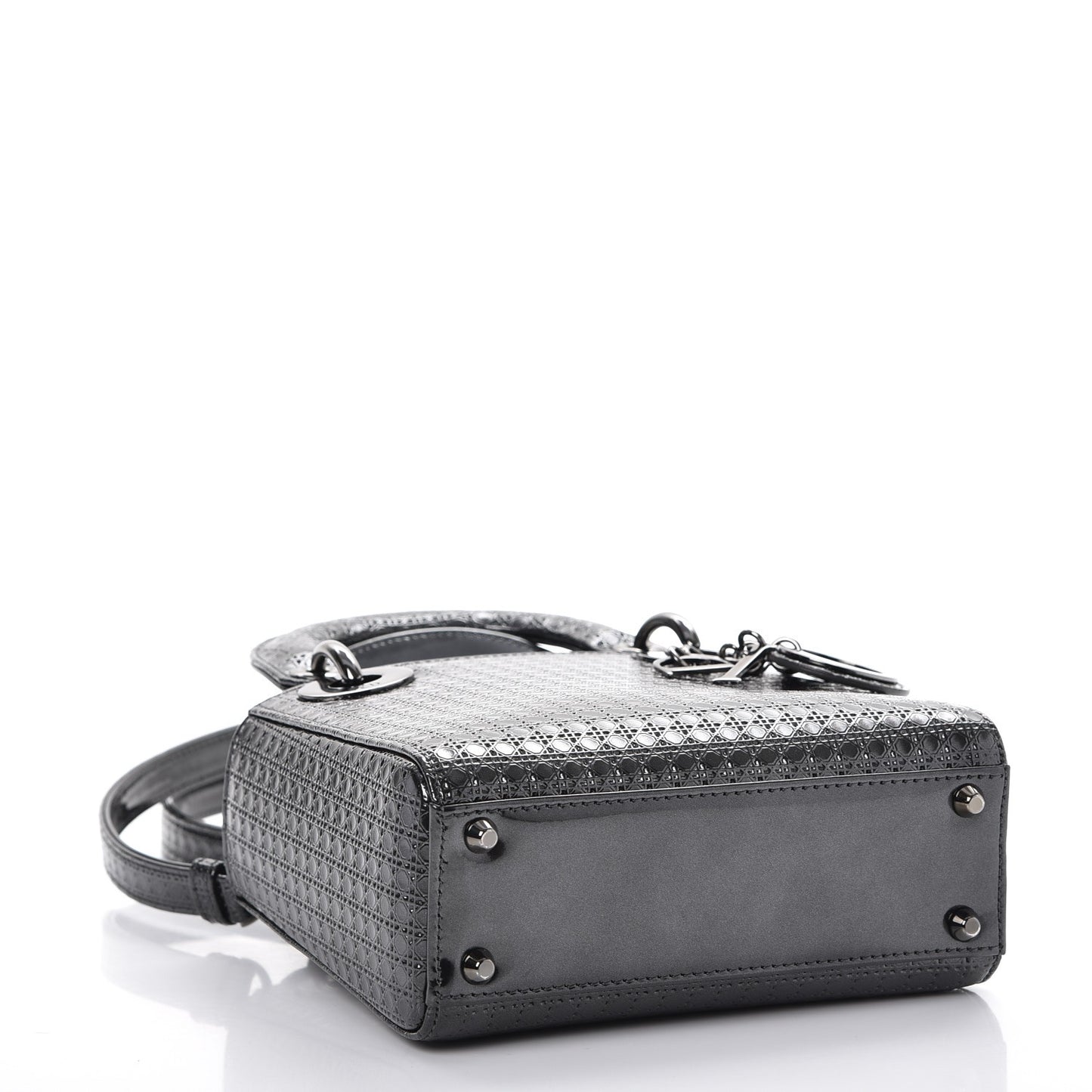 Metallic Patent Micro-Cannage Mini Lady Dior Onyx Black