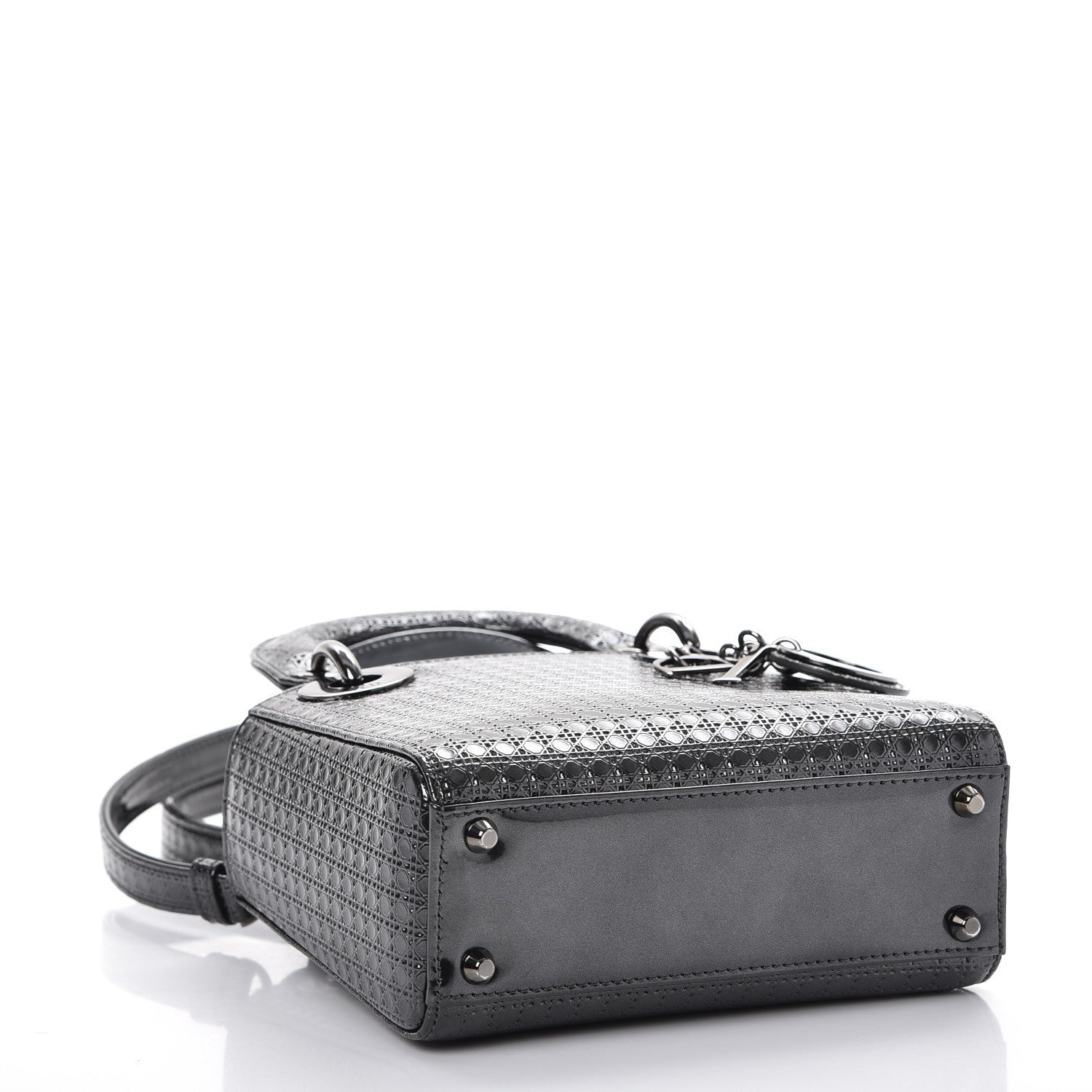 Christian Dior Metallic Patent Micro-Cannage Mini Lady Dior Onyx Black 4 of 8