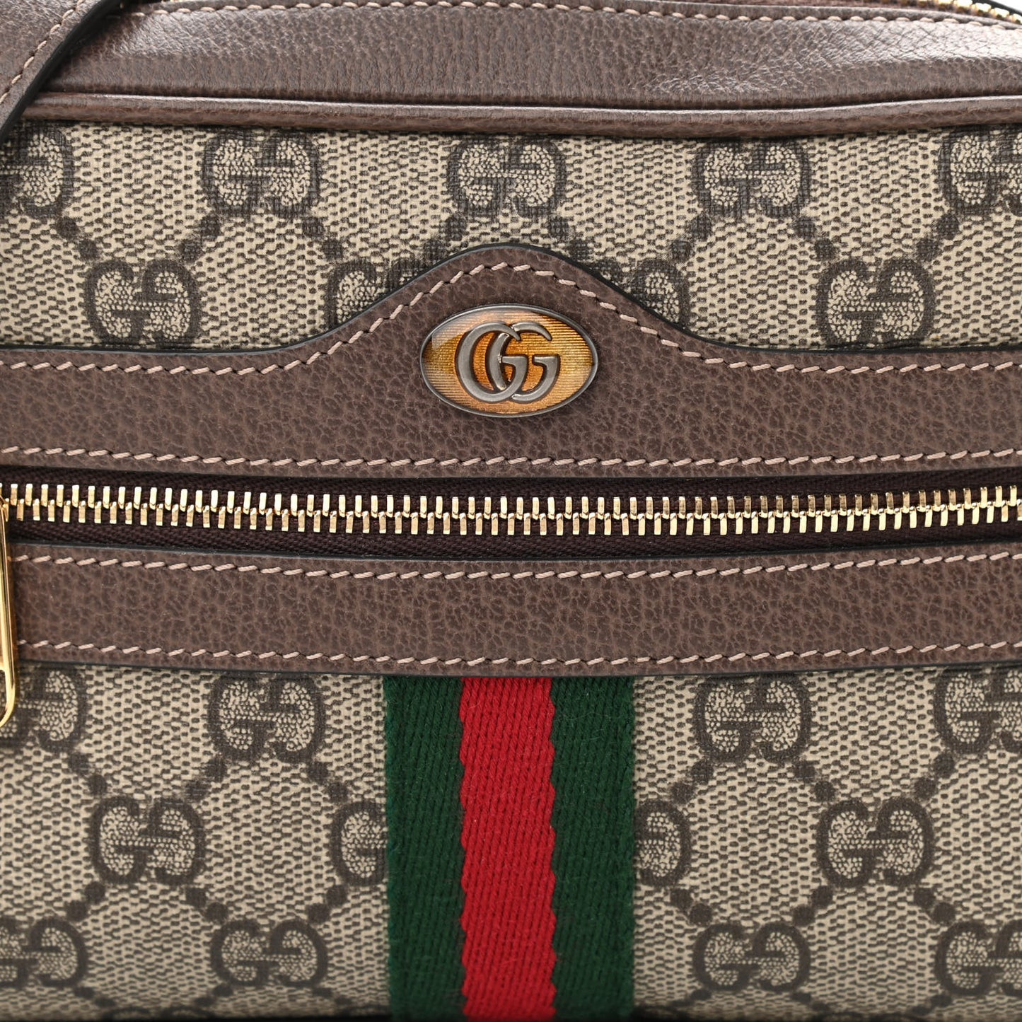 GG Supreme Monogram Web Mini Ophidia Shoulder Bag Brown