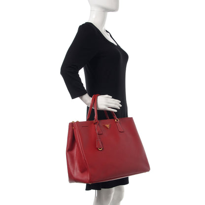 Prada Saffiano Large Galleria Double Zip Tote Fuoco 2 of 18
