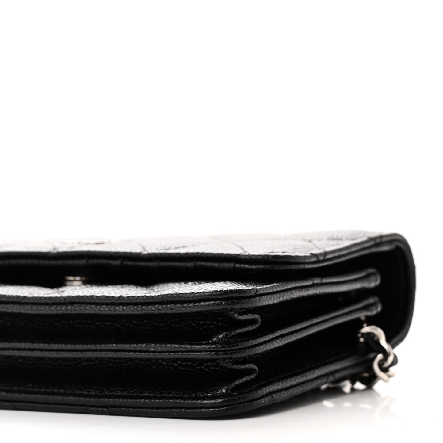 Caviar Quilted Mini Wallet On Chain WOC Black