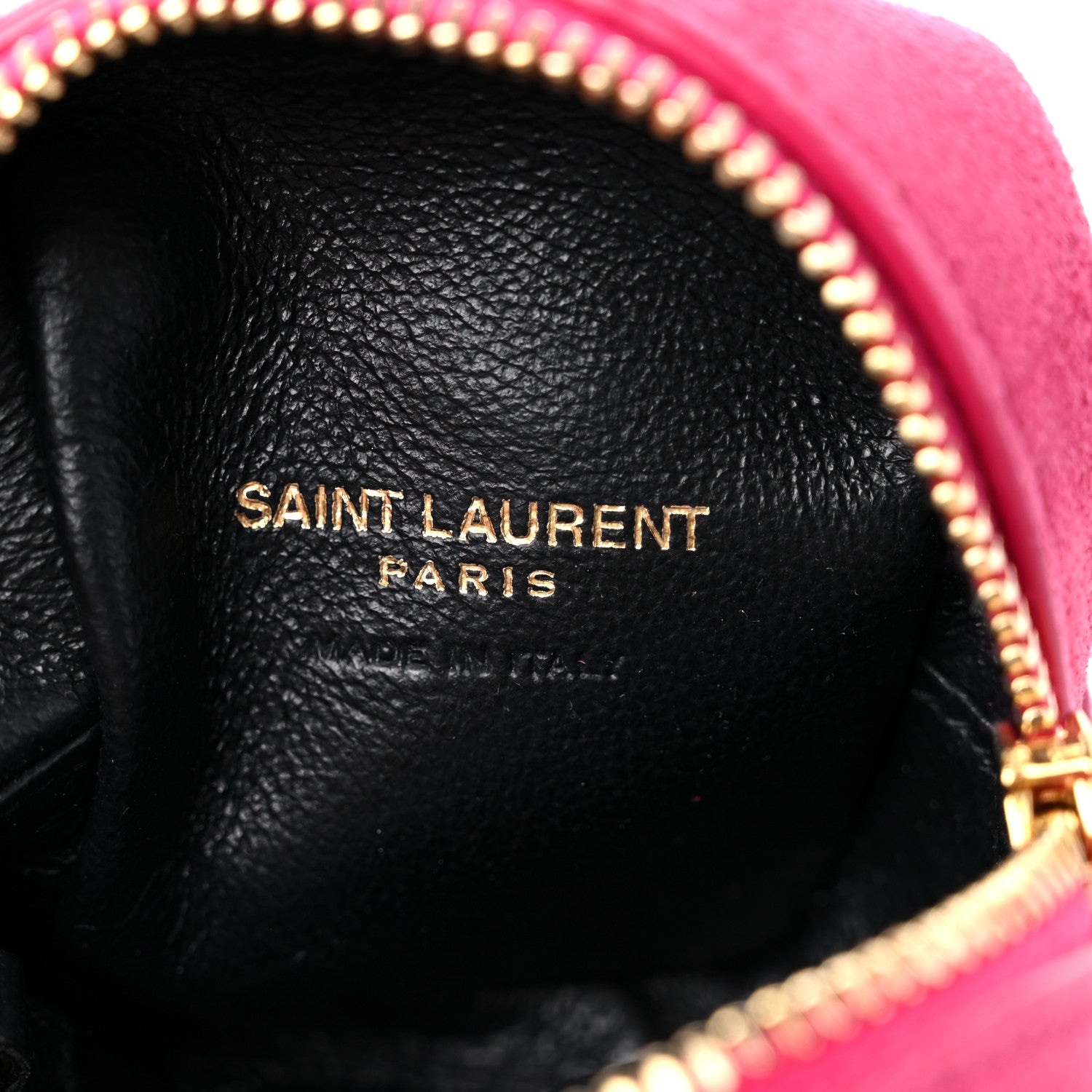Saint Laurent Suede Lambskin Jaime Cube Charm Keychain Fuchsia 6 of 10