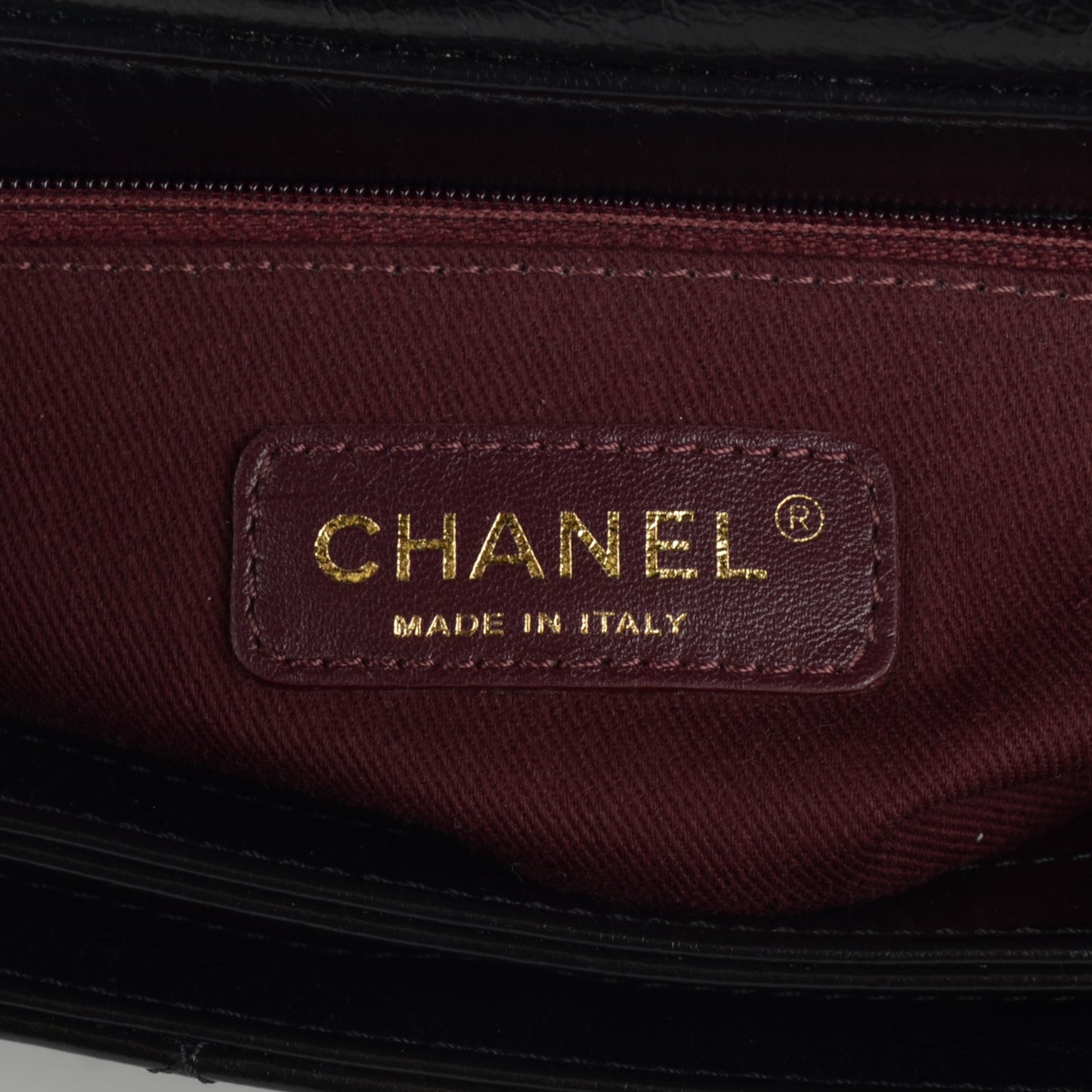Glazed Calfskin Quilted Large Perfect Edge Flap Black