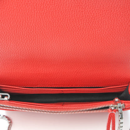 Balenciaga Vibrato Calfskin Classic Silver Hardware Wallet on Chain Rouge Cerise 5 of 9