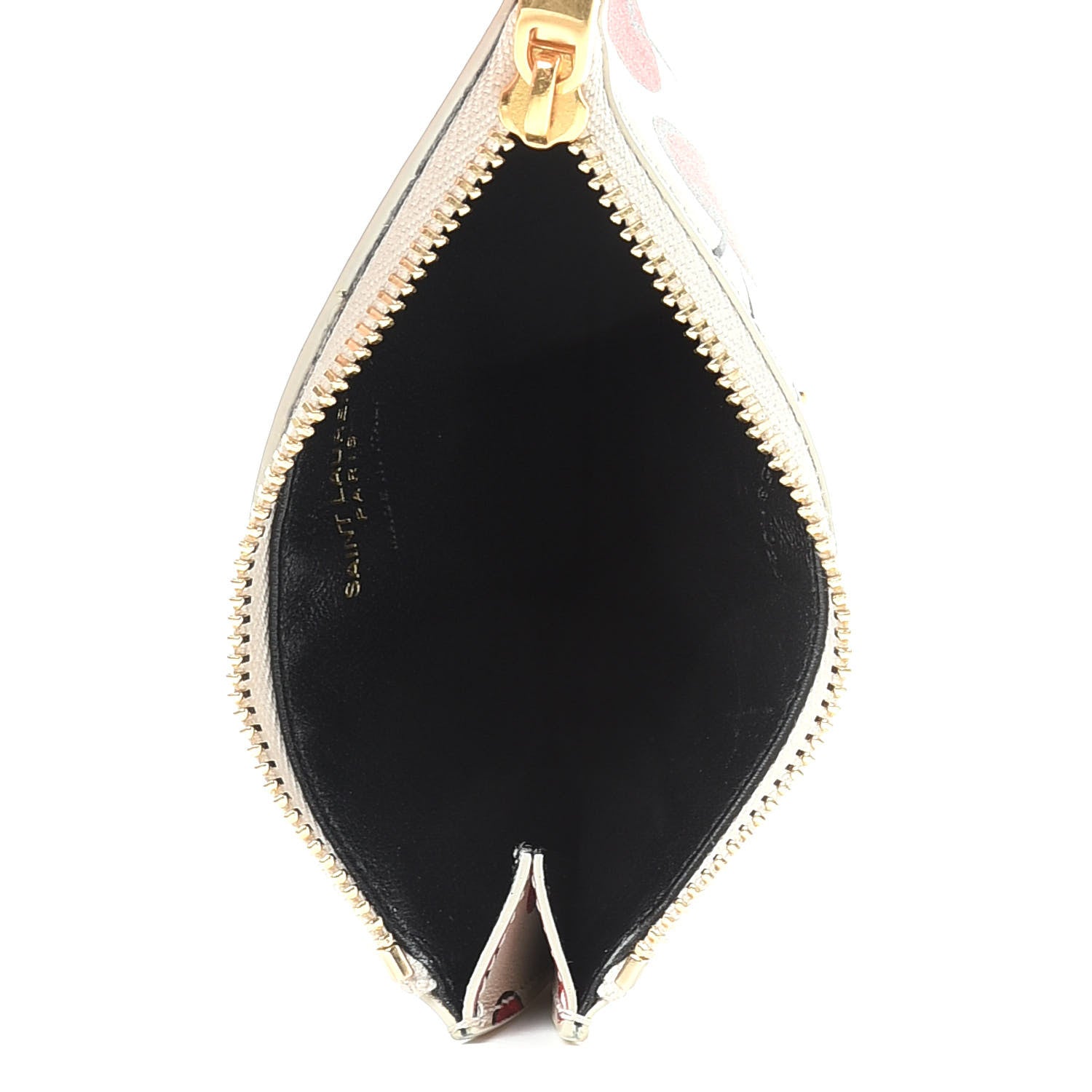 Saint Laurent Calfskin Monogram Cherry Fragments Zippered Card Case 5 of 7