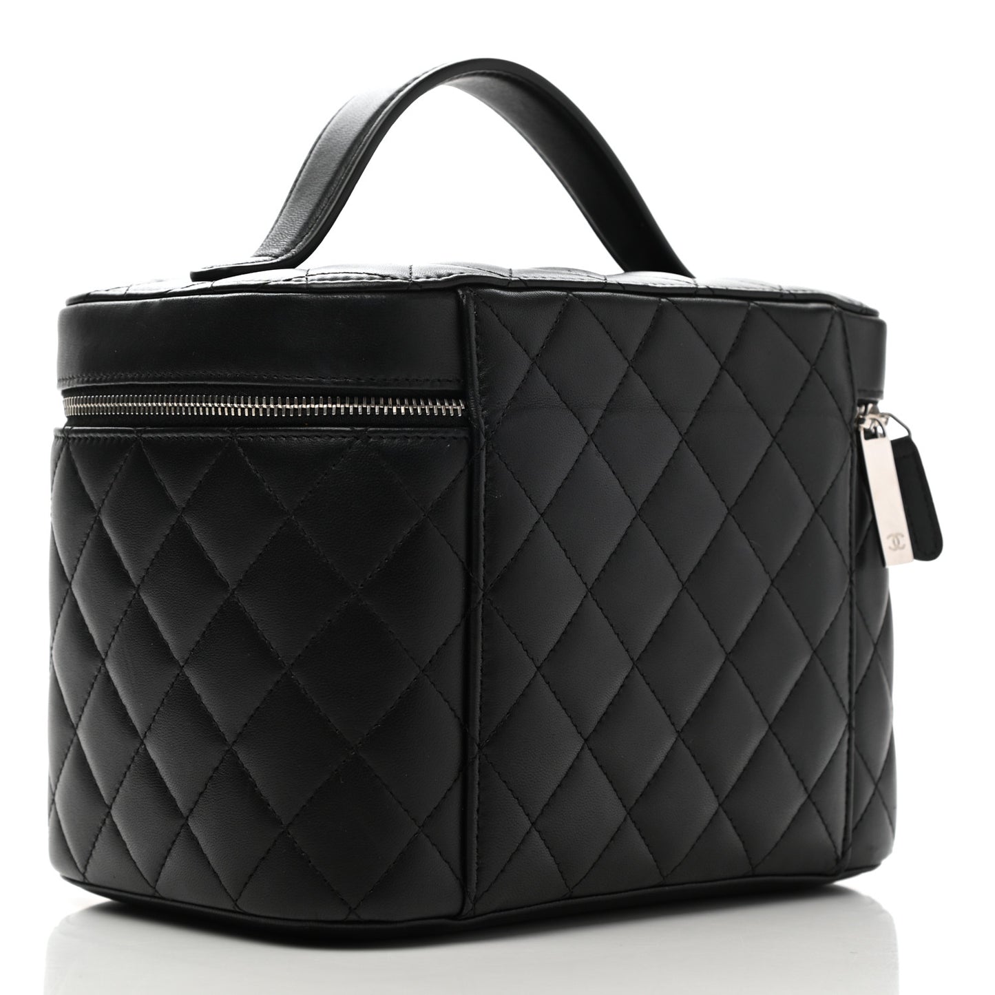 Lambskin Quilted Large Vanity Pouch Black
