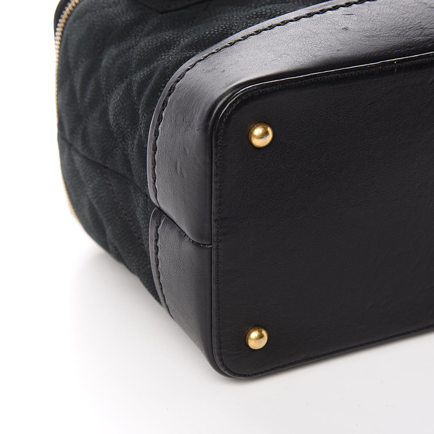 Iridescent Grained Calfskin Quilted Globe Trotter Vanity Case Black