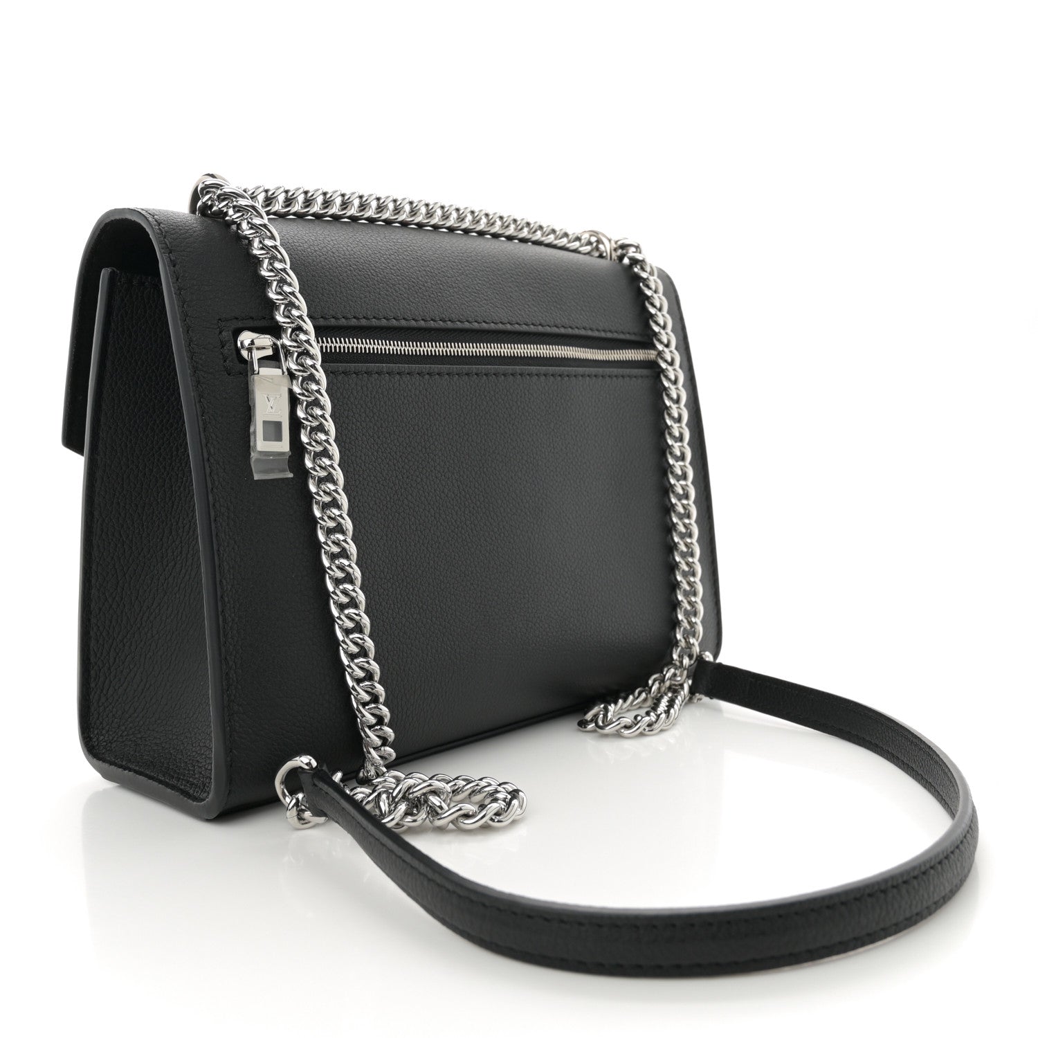Louis Vuitton Soft Calfskin Mylockme Chain Bag BB Black 3 of 9