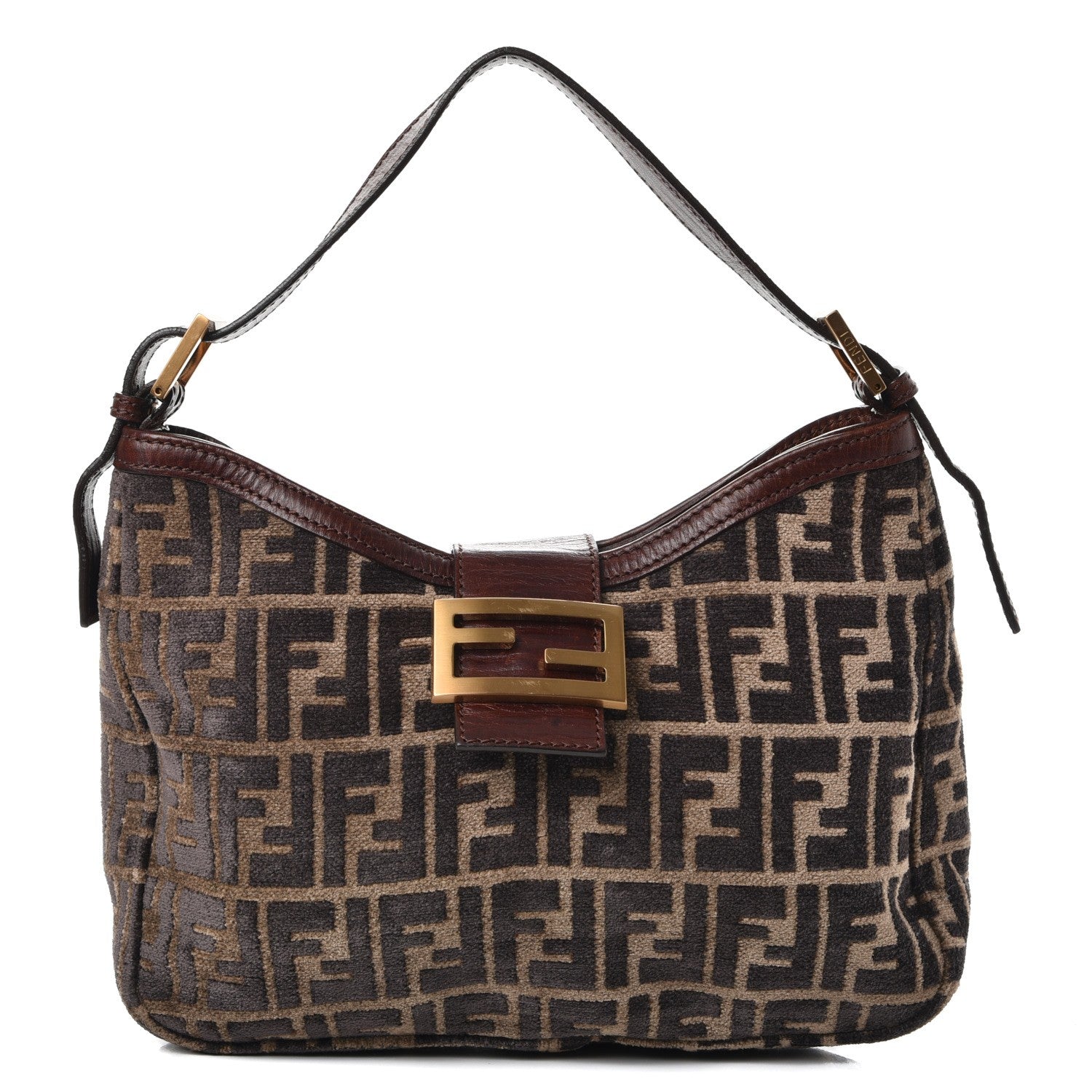 Fendi Velvet Zucca Vitello Forever Hobo Fango Grigio Bruciato 1 of 10