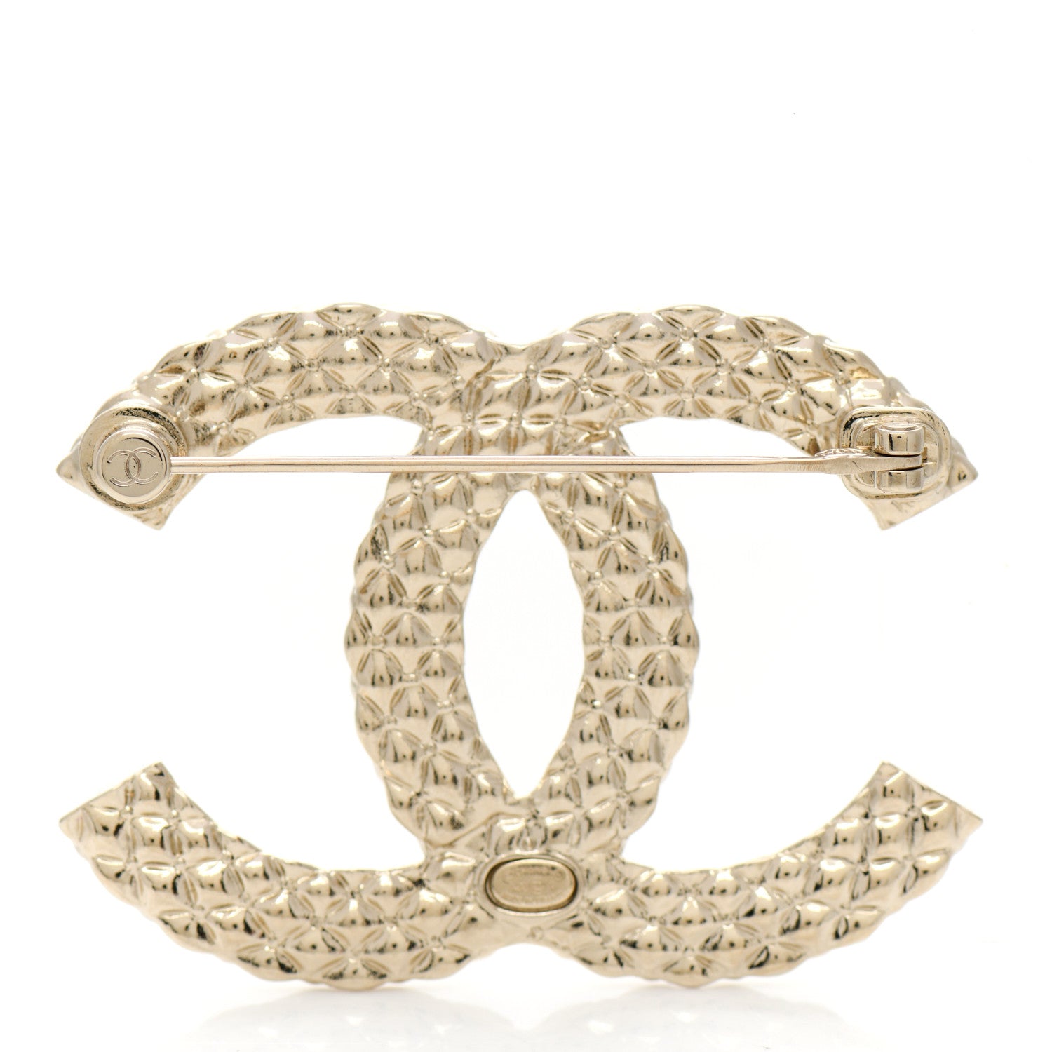 Chanel Metal Crystal Baguette CC Brooch Gold 3 of 5