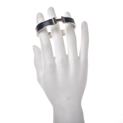Hermes Matte Enamel Narrow Clic Clac HH Bracelet GM Bleu Nuit 2 of 7