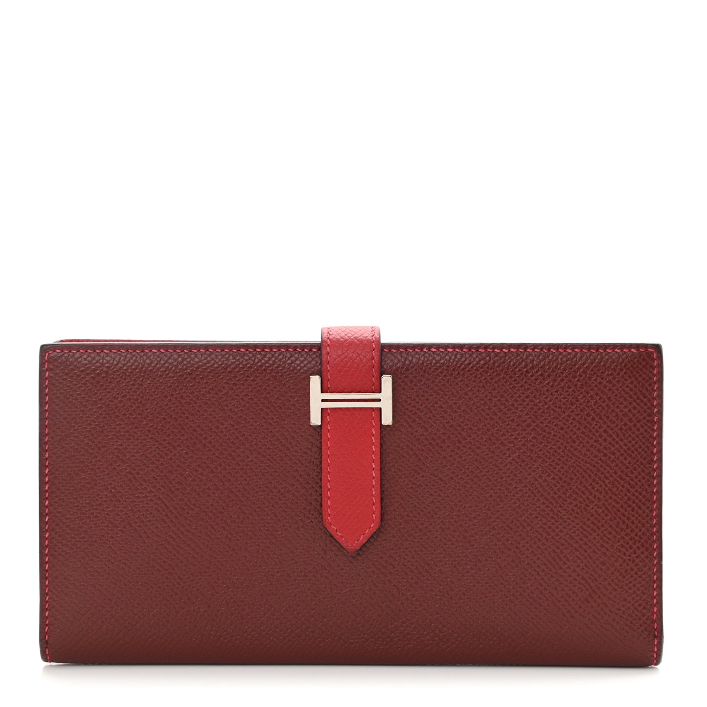Epsom Bi-Color Bearn Gusset Wallet Rouge H Rouge Casaque