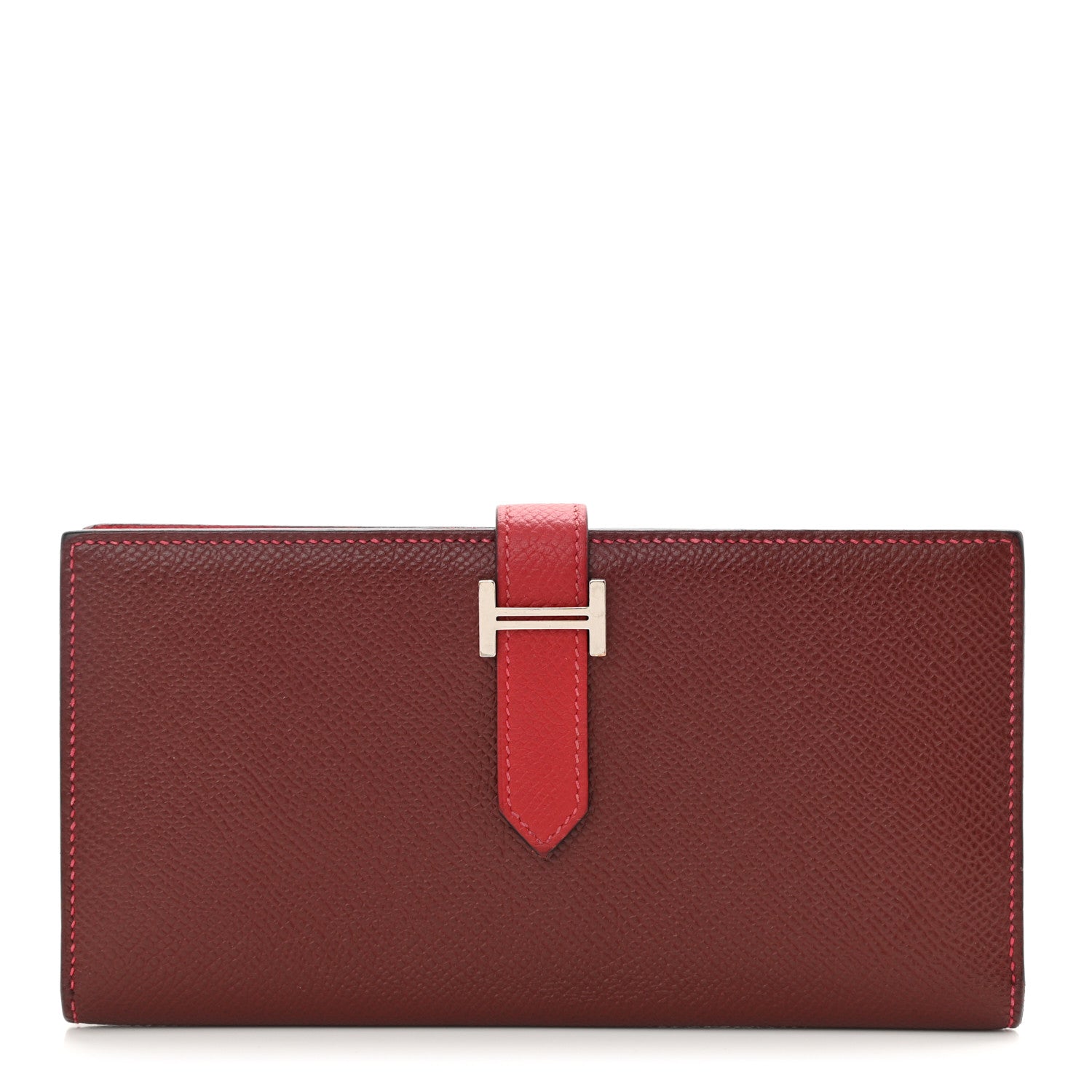 Hermes Epsom Bi-Color Bearn Gusset Wallet Rouge H Rouge Casaque 1 of 8