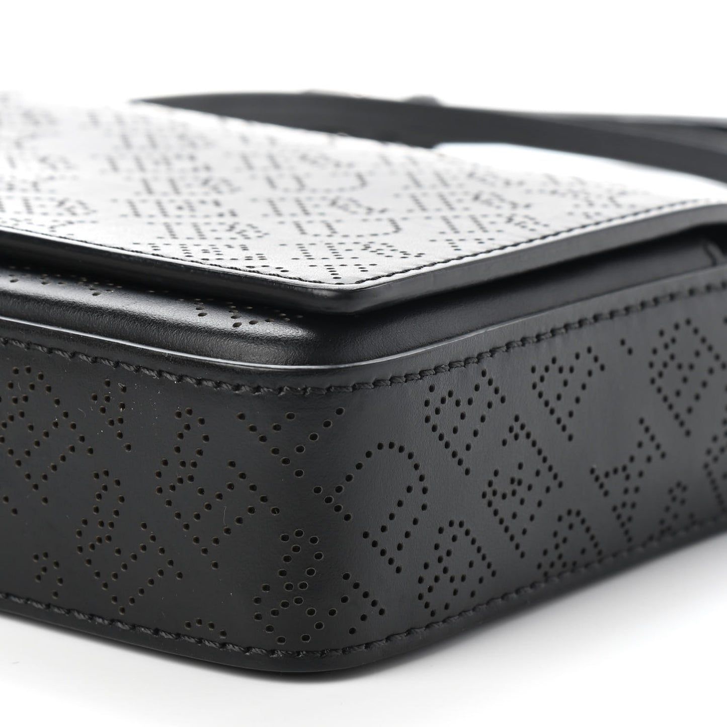 Calfskin Perforated Logo Hampshire Crossbody Black