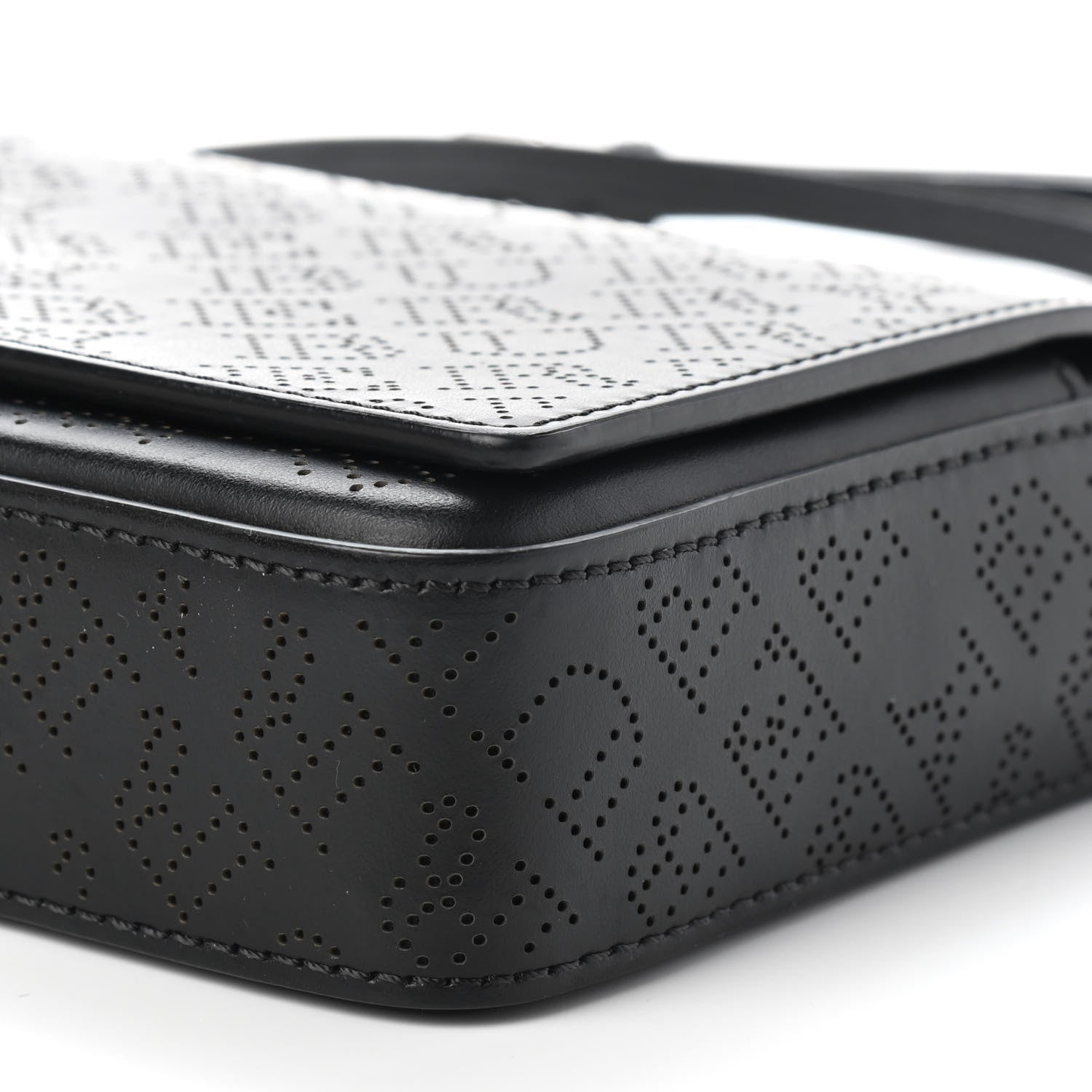 Burberry Calfskin Perforated Logo Hampshire Crossbody Black 9 of 9