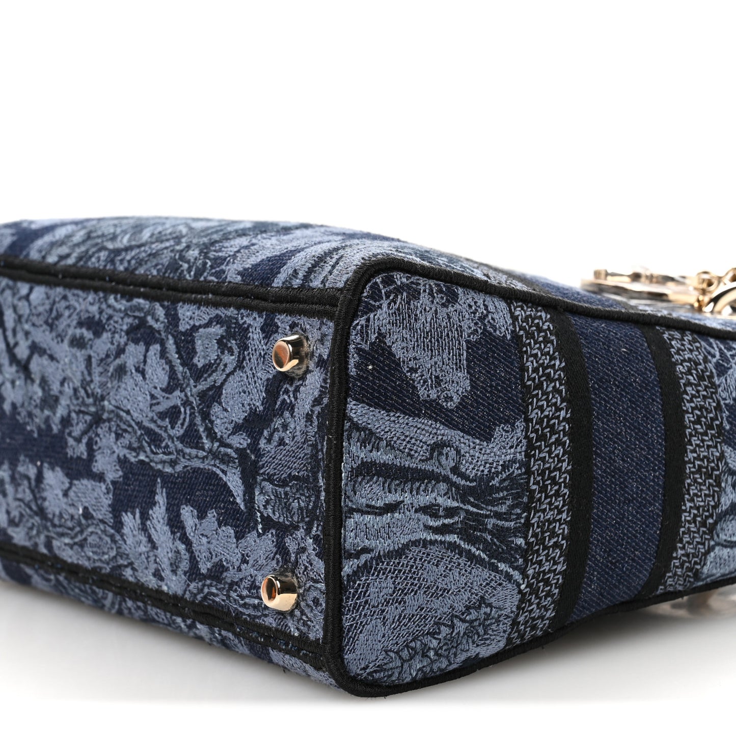Canvas Toile De Jouy Reverse Embroidered Medium Lady D-Lite Navy Blue
