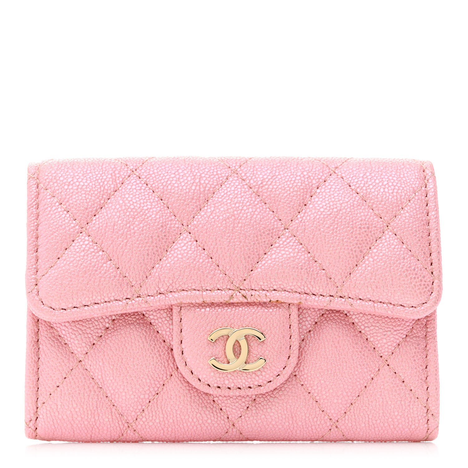 Chanel Iridescent Caviar Quilted Flap Card Holder Rose Pink 1 of 9